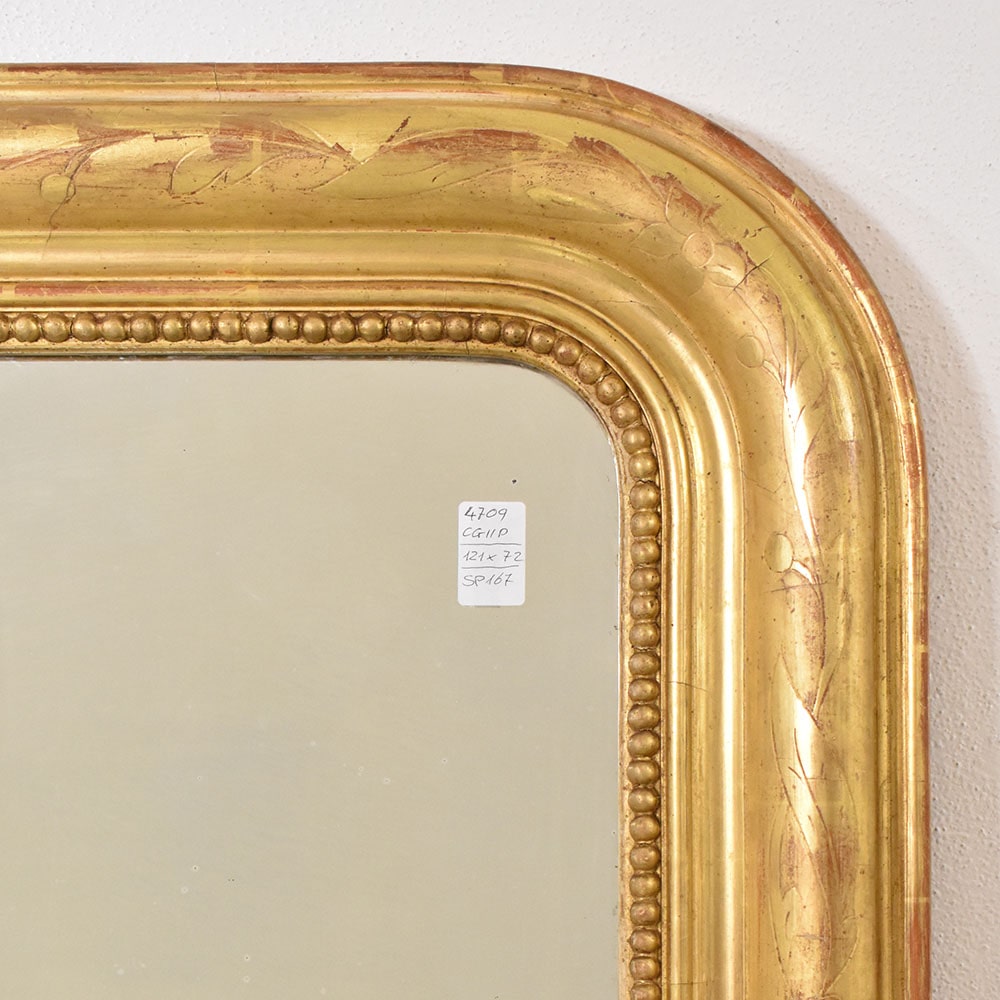 Small Antique Wall Mirror, Gilt Mirror, Arc mirror, In Its Original Gold  Leaf Frame 19th Century.
