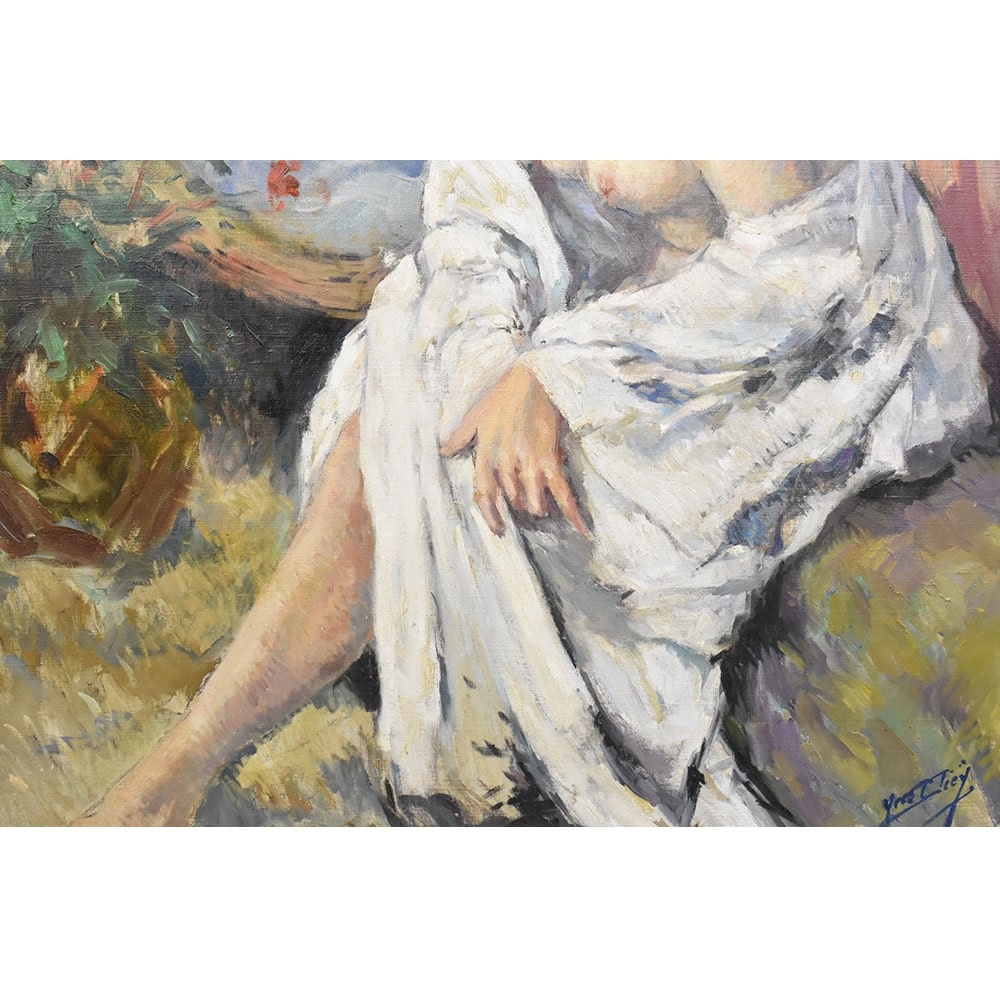 Cuadro Antiguo Mujer Desnuda, Art Deco, Cuadros Antiguos Al Oleo. (QN391)